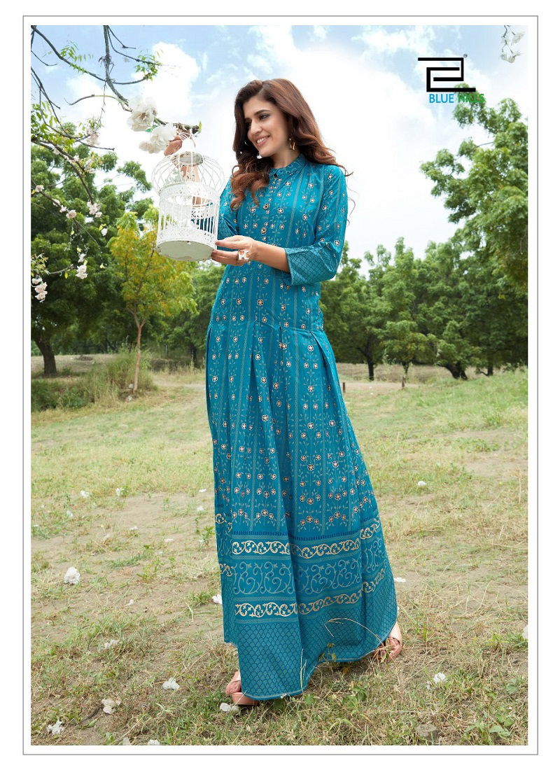 blue hills walkway 7 nx 2 Latest Fancy Designer heavy rayon long gown style kurti
